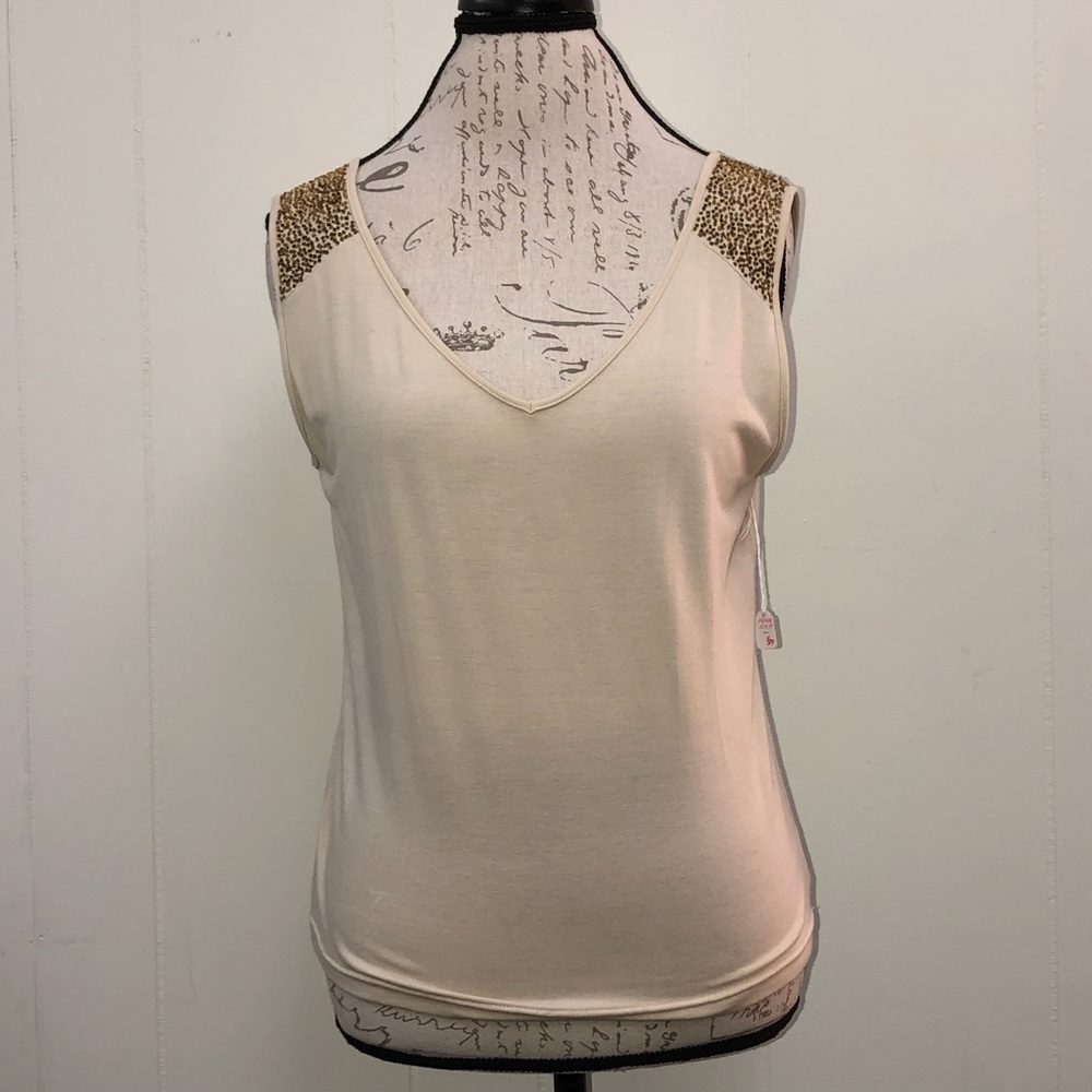 QUEENSPARK Tank Top with Sequin Detailed Shoulders